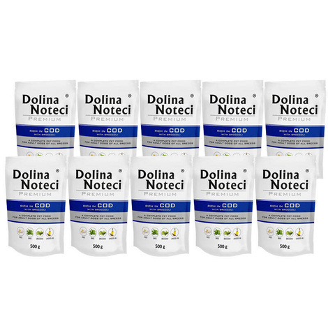 Dolina Noteci Premium karma mokra dla psa z dorszem i brokułem 10x500g