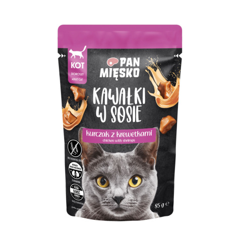 Pan Mięsko karma mokra dla kota z kurczakiem i krewetkami 85g