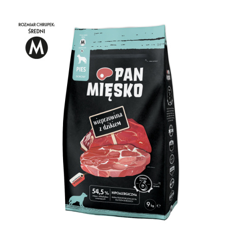 Pan Mięsko karma sucha dla psa z wieprzowiną i dzikiem 9kg M