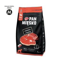 Pan Mięsko karma sucha dla psa z wołowiną i koziną 9kg M