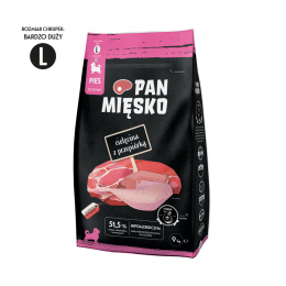 Pan Mięsko karma sucha dla szczeniąt z cielęciną i przepiórką 9kg L