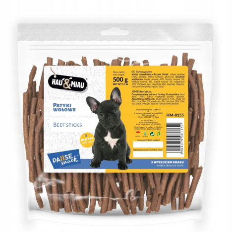 Hau&Miau Patyki z wołowiną 500g