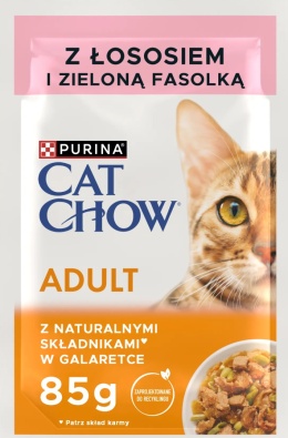 Purina CAT CHOW Adult z Łososiem i zieloną fasolką w galaretce