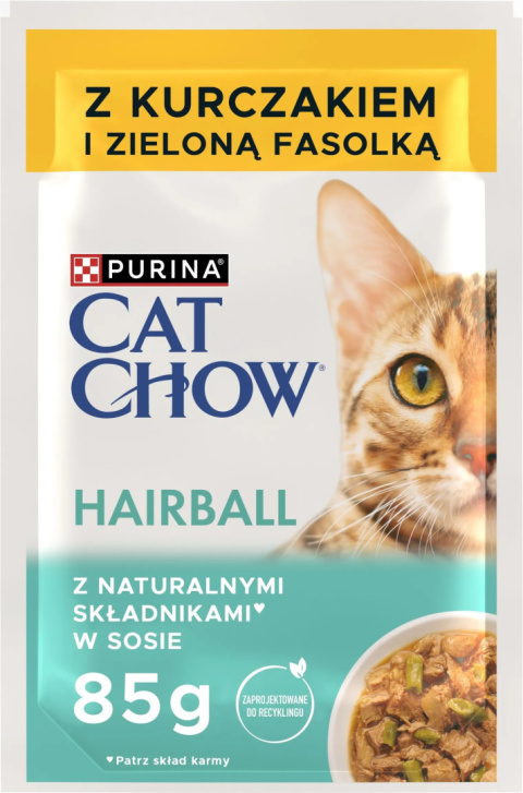 Purina CAT CHOW Hairball z Kurczakiem i zieloną fasolką w sosie