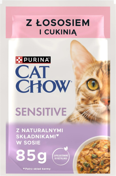 Purina CAT CHOW Sensitive z Łososiem i cukinią w sosie