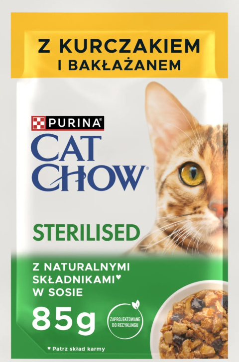 Purina CAT CHOW Sterilised z Kurczakiem i bakłażanem w sosie