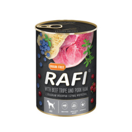 Rafi karma mokra dla psa z szynką wieprzową i żołądkami wołowymi 400g