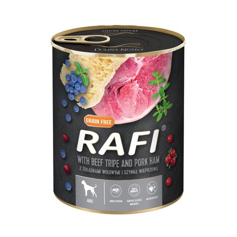 Rafi karma mokra dla psa z szynką wieprzową i żołądkami wołowymi 800g
