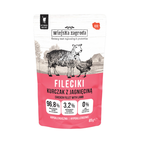Wiejska Zagroda karma mokra dla kota z kurczakiem i jagnięciną 85g