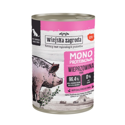 Wiejska Zagroda karma mokra dla psa monoproteinowa z wieprzowiną 400g