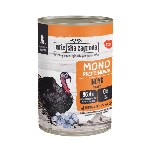 Wiejska Zagroda karma mokra dla szczeniąt monoproteinowa z indykiem 400g