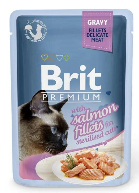 Brit Premium Gravy karma mokra dla kota z łososiem 85g