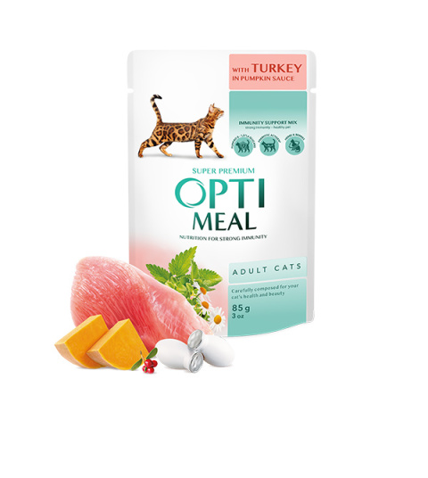 OPTIMEAL karma mokra dla kota z indykiem w dyniowym sosie 85g