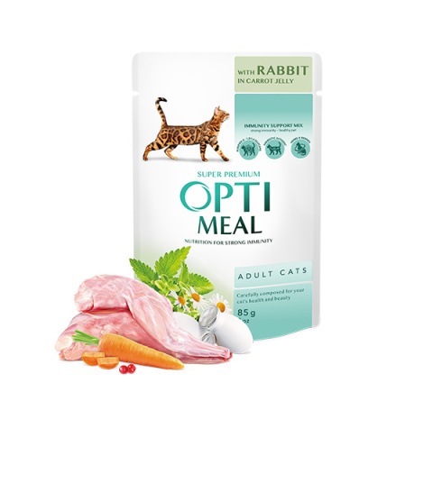 OPTIMEAL karma mokra dla kota z królikiem w marchewkowym sosie 85g