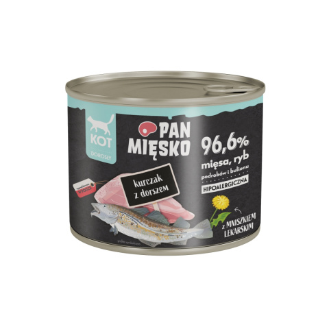 Pan Mięsko karma mokra dla kota z kurczakiem i dorszem 200g