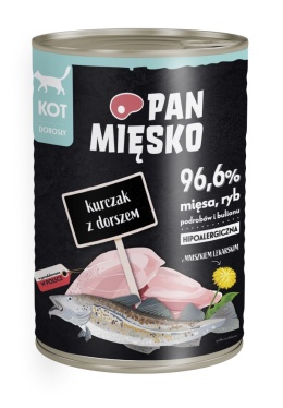 Pan Mięsko karma mokra dla kota z kurczakiem i dorszem 400g