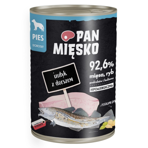 Pan Mięsko karma mokra dla psa z indykiem i dorszem 400g