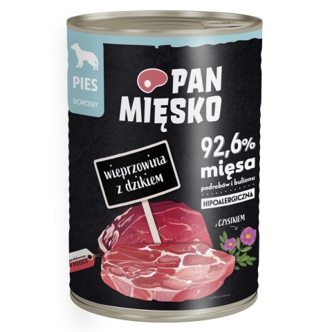Pan Mięsko karma mokra dla psa z wieprzowiną i dzikiem 400g