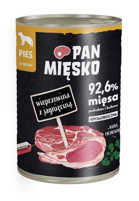 Pan Mięsko karma mokra dla psa z wieprzowiną i jagnięciną 400g