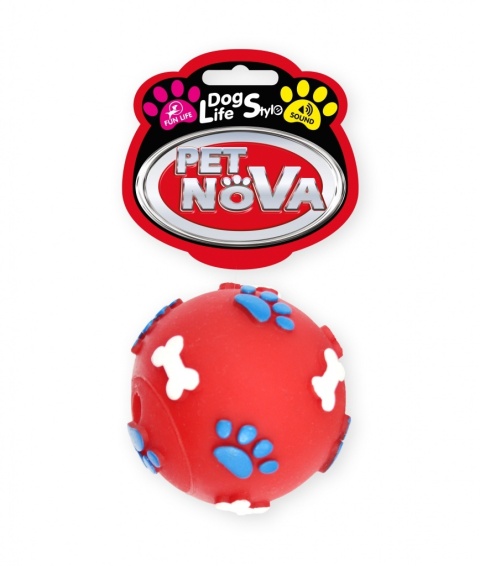 PetNova DOG LIFE STYLE Piłka ze wzorem łapek 6cm
