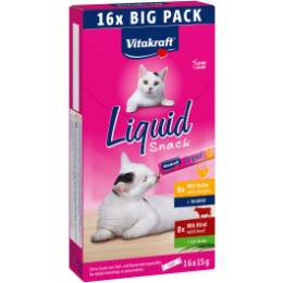 Vitakraft Liquid Snack dla kota z kurczakiem i wołowiną 16x15g
